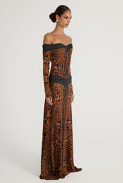 Octavia Long Sleeve Gown - Leopard