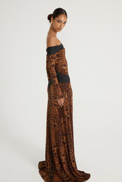 Octavia Long Sleeve Gown - Leopard