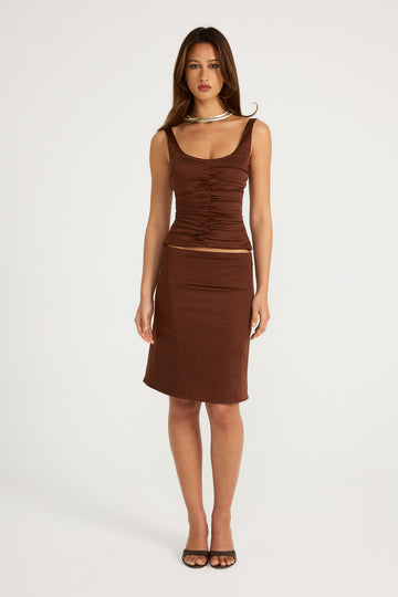 Atlein Midi Skirt - Brown