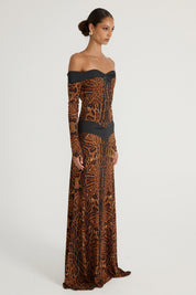 Octavia Long Sleeve Gown - Leopard