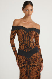Octavia Long Sleeve Gown - Leopard