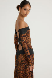 Octavia Long Sleeve Gown - Leopard