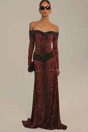 Octavia Long Sleeve Gown - Leopard